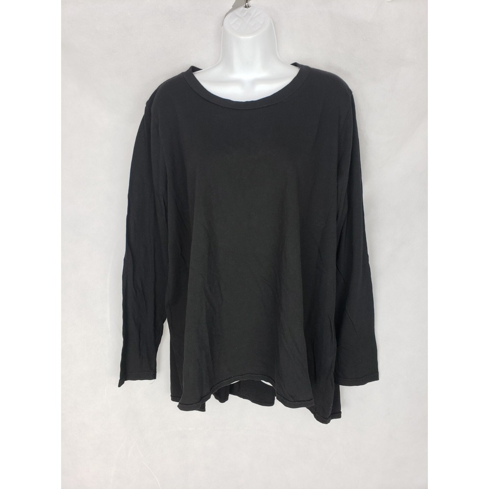CUT LOOSE Womens XL Black 100% Cotton Long Sleeve Shirt Lagenlook Made in USA
